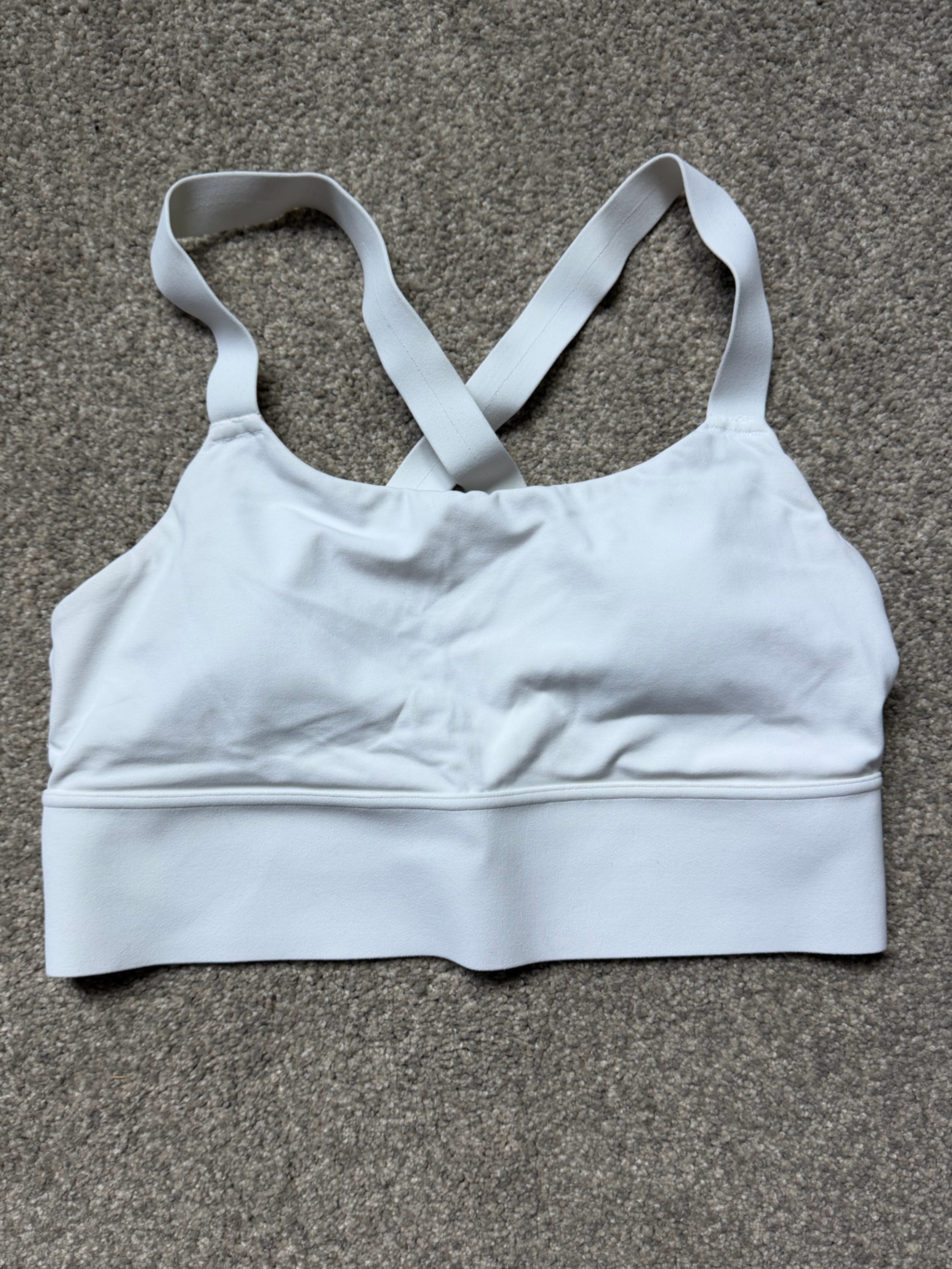 Athleta White Cross-Back Sports Bra, Womenâs Size Med, White